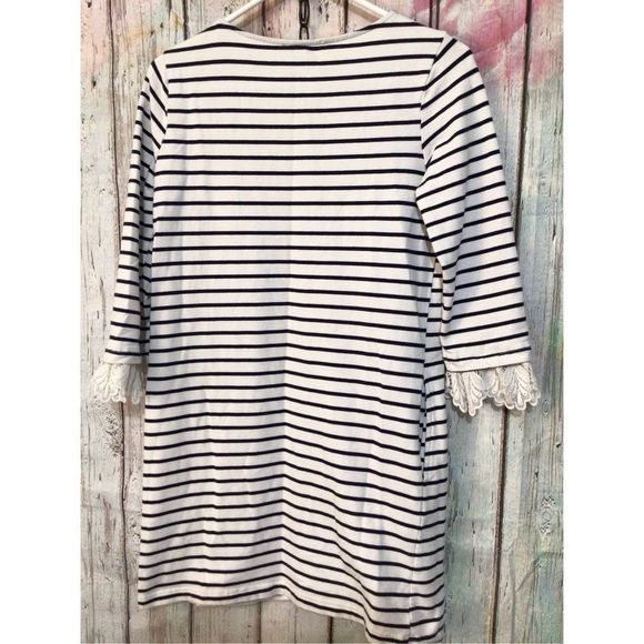 ELLISON Size Small Sweatshirt Dress with Lace Accents Black & White Striped ~ Po - Picture 8 of 11